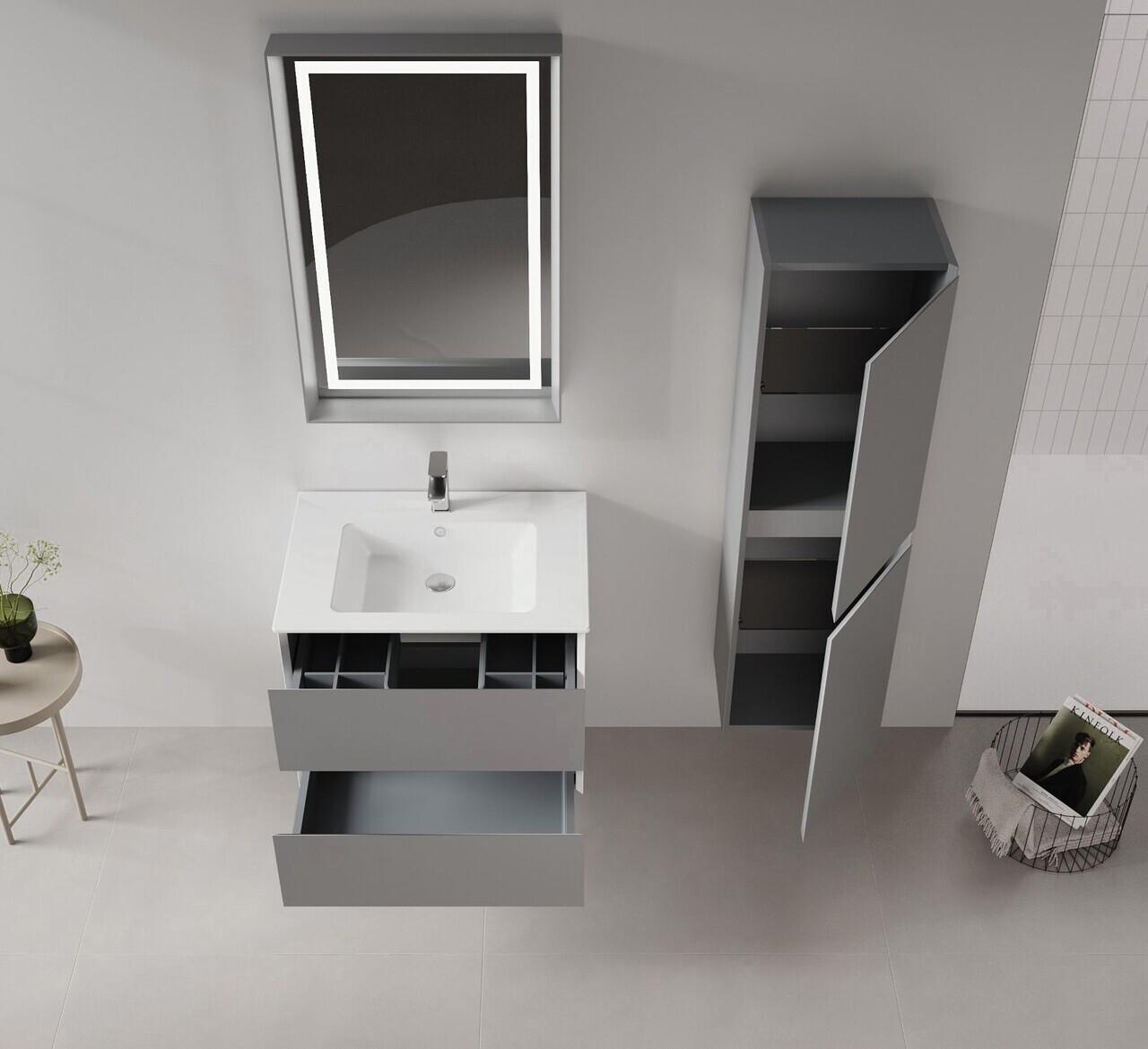 Dulap de baie, Hanah Home, Nest 40 v2, Gri Mat — imaginea 2