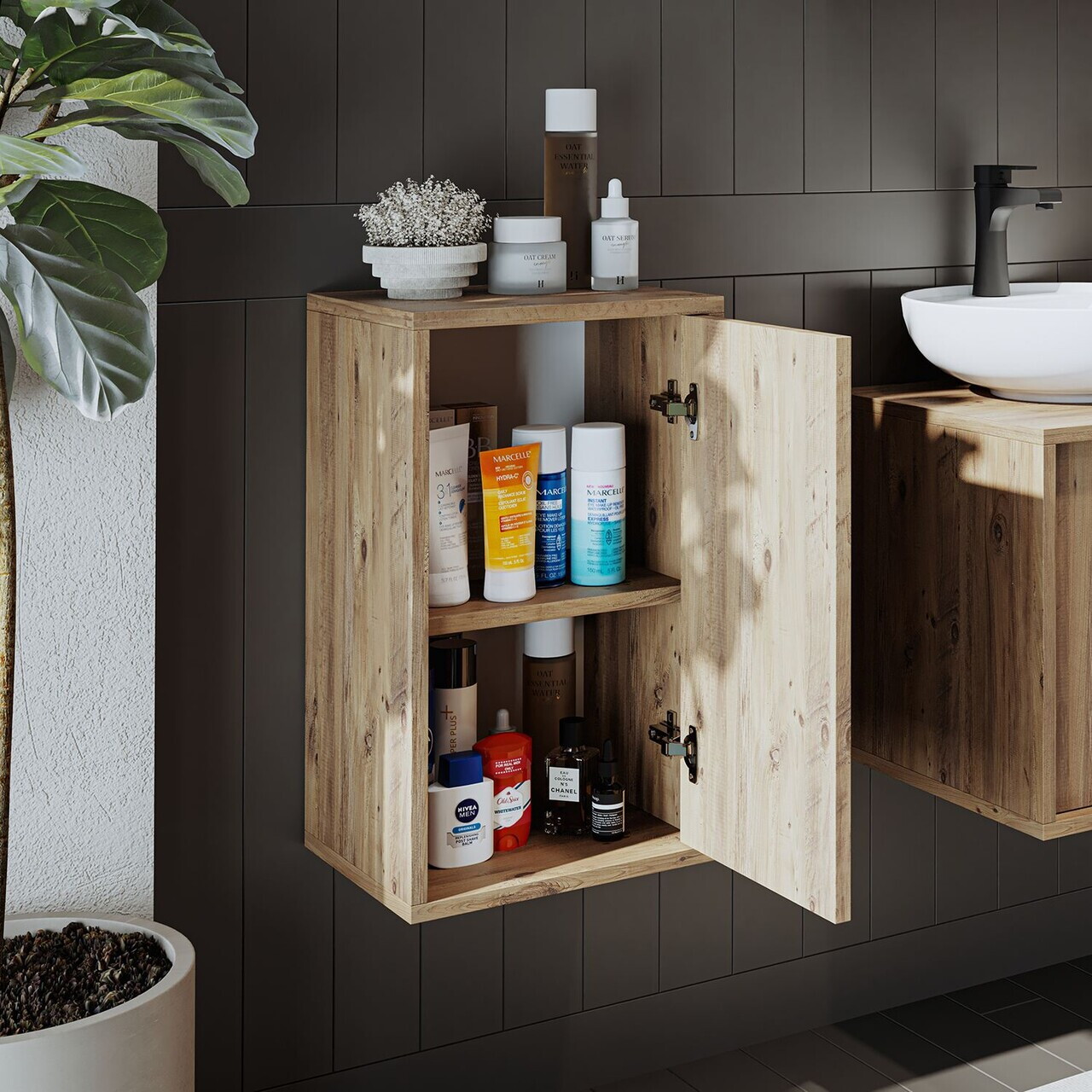 Dulap de baie, Hanah Home, 2216, 35x60x30 cm, MDF, Maro — imaginea 2