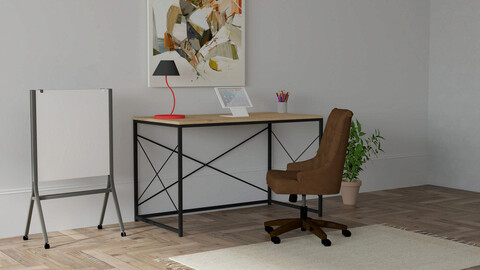 Birou, puqa design, work, 121x72x60 cm, pal, safir / negru