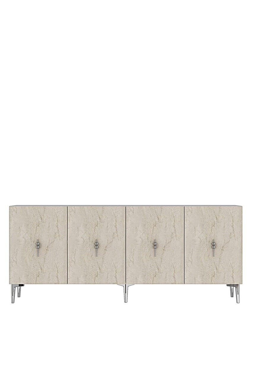 Consola, Hanah Home, Salkım 180, 180x75x32 cm, White / Travertine / Silver — imaginea 4