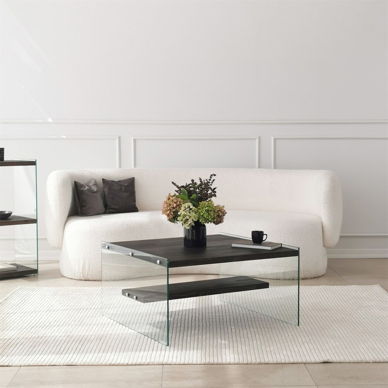 Masuta de cafea, Neostill, Aqua, 75x40x75 cm, Sticla temperata, Antracit - 1 | YEO