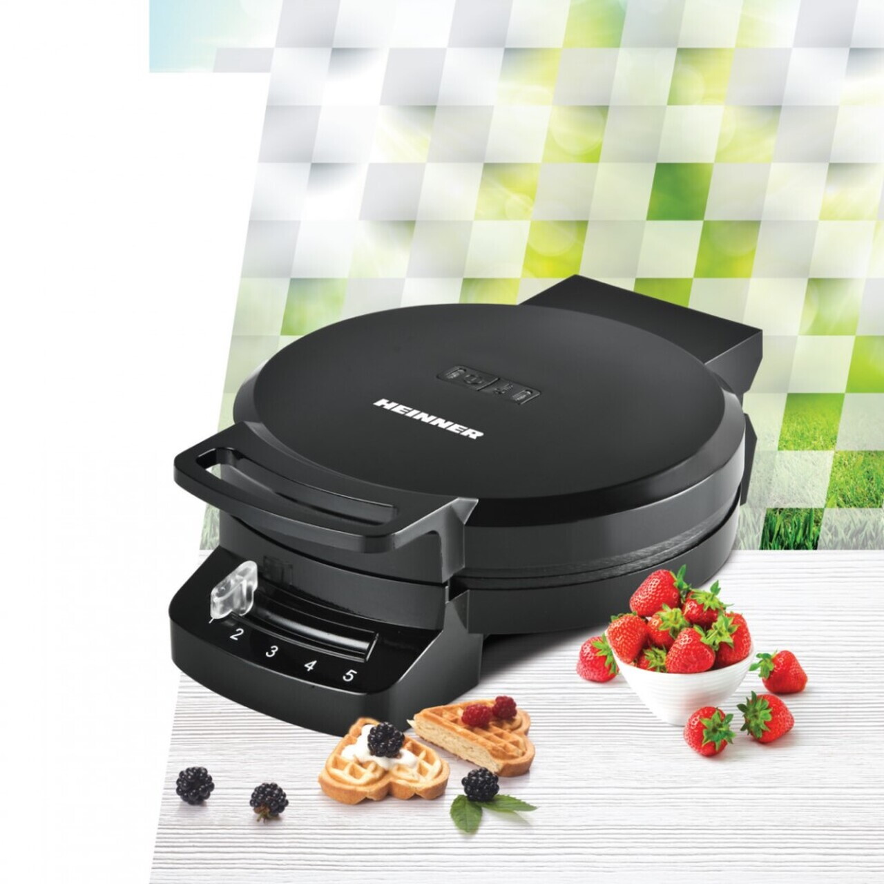 Aparat pentru gofre Heinner, 1200W, 16.2 cm, negru