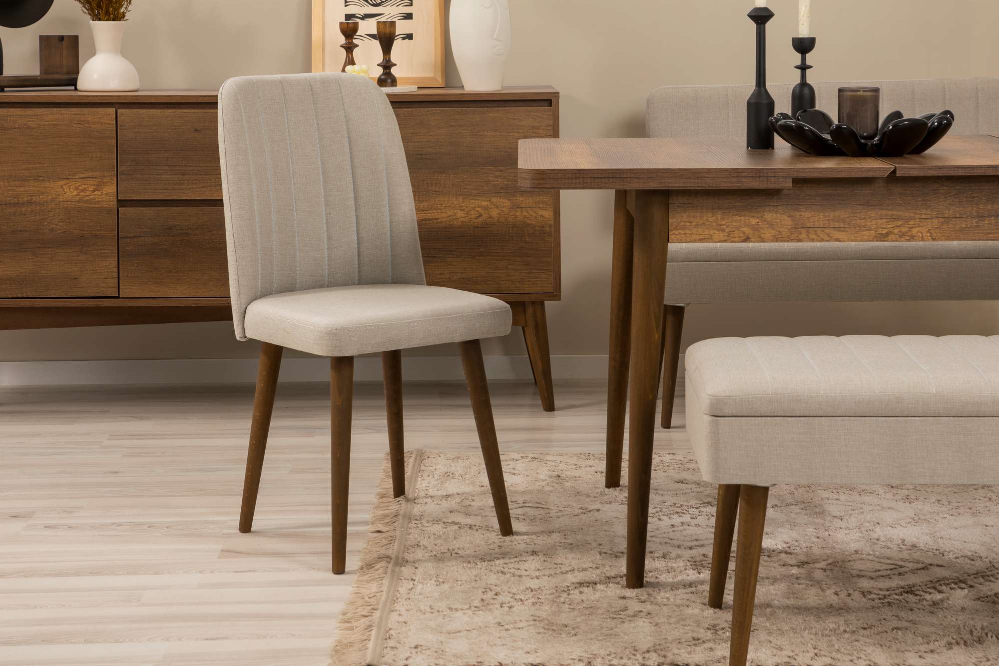 Scaun, Hanah Home, Vina 1005, 47x90x44 cm, PAL, Nuc / Albastru închis