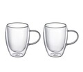 Set 2 cani termorezistente Doble, Ambition, 350 ml, sticla temperata, transparent