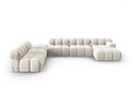 Coltar panoramic modular stanga 7 locuri, Bellis-51, Micadoni Home, 376x282x70 cm, catifea, bej inchis