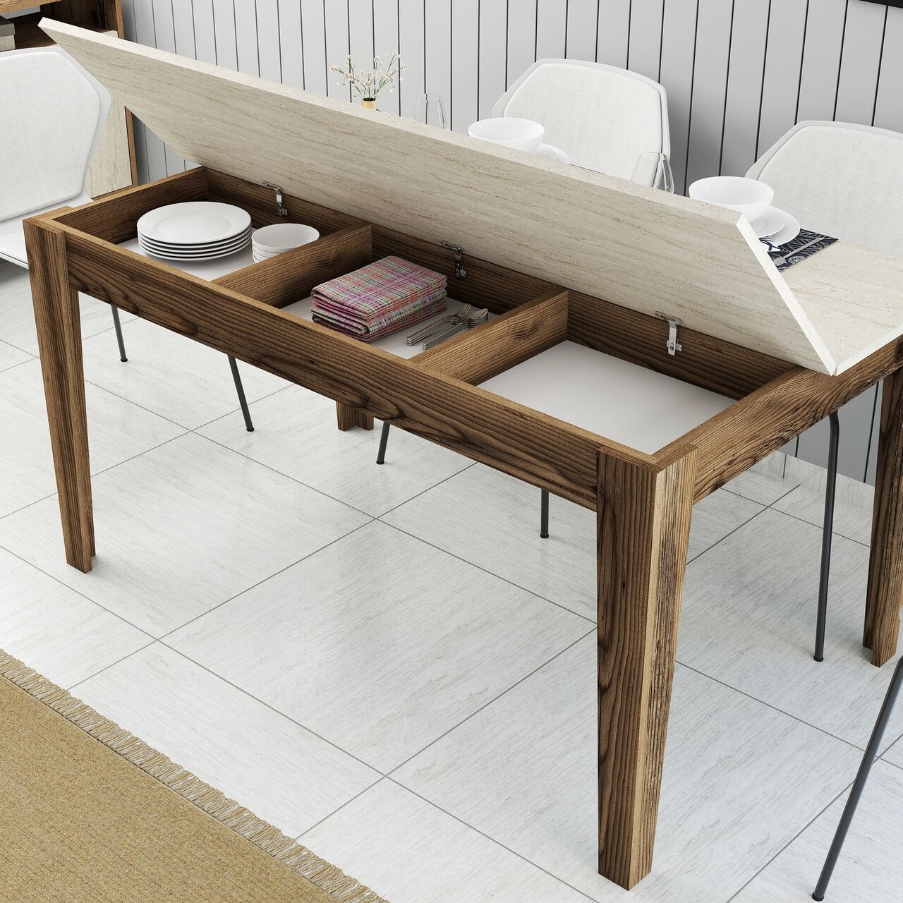 Masa, Hanah Home, Milan 898, PAL, Nuc / Travertin - imagine 4