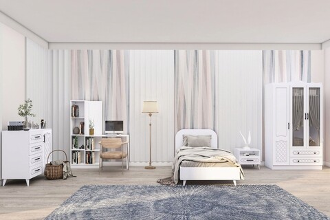 Set dormitor pentru copii, Glenevis, Ediz 111, Alb Glenevis