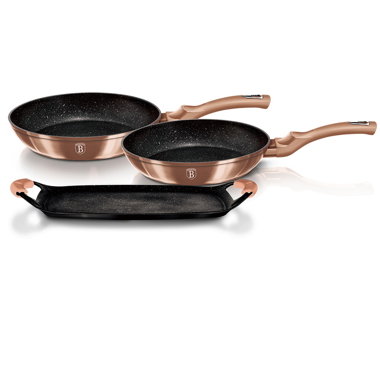 Set 2 tigai si tava Berlinger Haus, Rose Gold, 22 cm / 26 cm / 36x23 cm, aluminiu forjat, roz - view 3