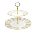 Platou etajat pentru prajituri, Golden Eye, Brandani, D26.5x24 cm, portelan