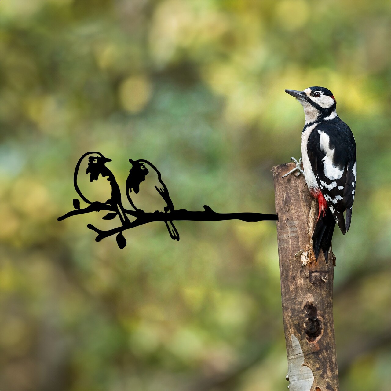 Obiect decorativ de grădină, Bird On The Branch 06, 50x20 cm, Negru - view 2
