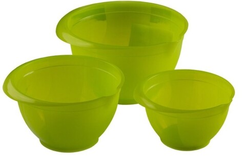 Set 3 boluri de mixare domotti, 1l, 2l, 3l, plastic, verde
