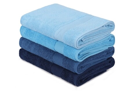 Set 4 prosoape de baie 801, beverly hills polo club, 70x140 cm, bumbac, albastru