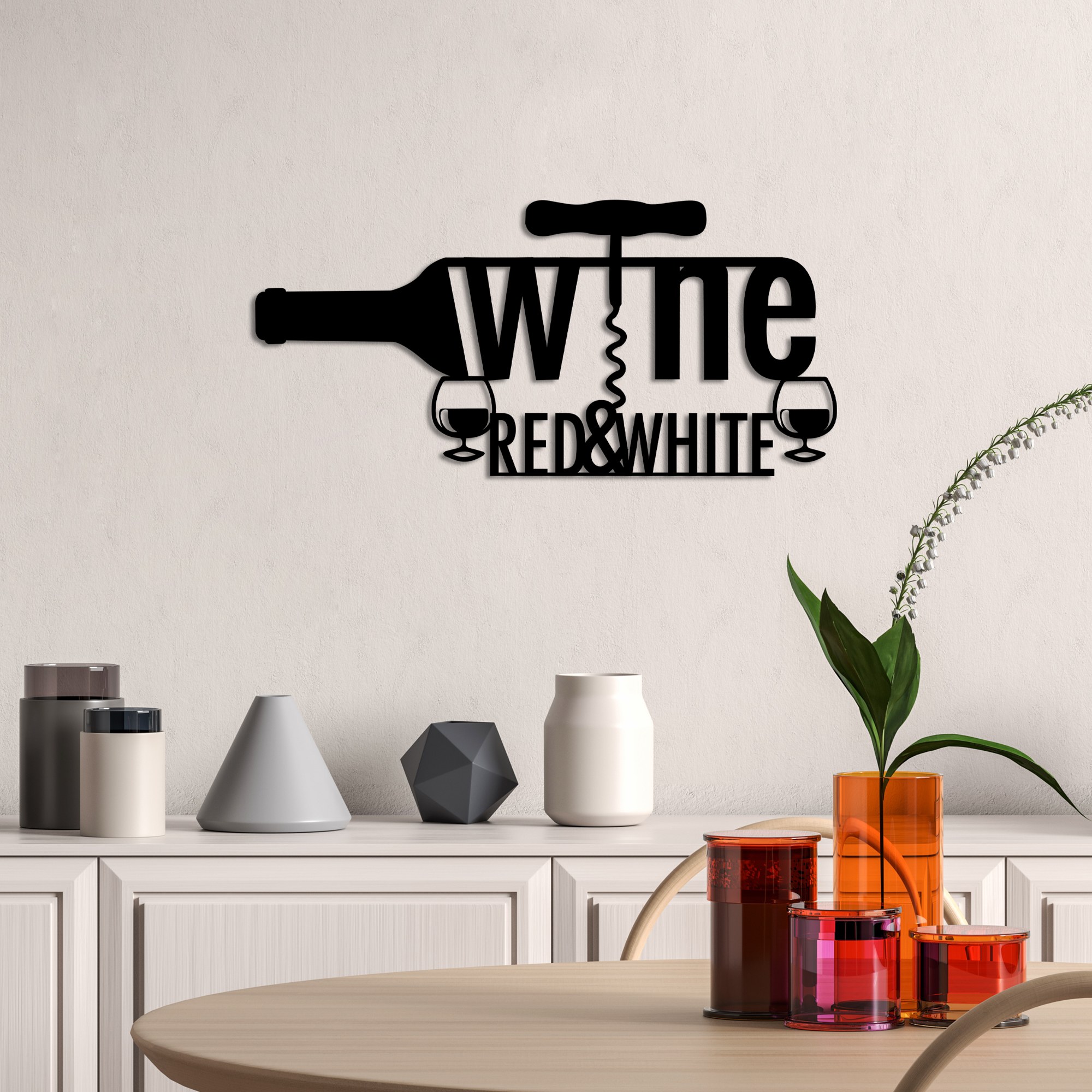 Decoratiune de perete, Red & White, Dimensiune: 58 x 27 cm , Negru