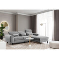 Coltar extensibil dreapta 4 locuri ELTAP, Foble, 267x196x100 cm, lemn/poliester, gri deschis