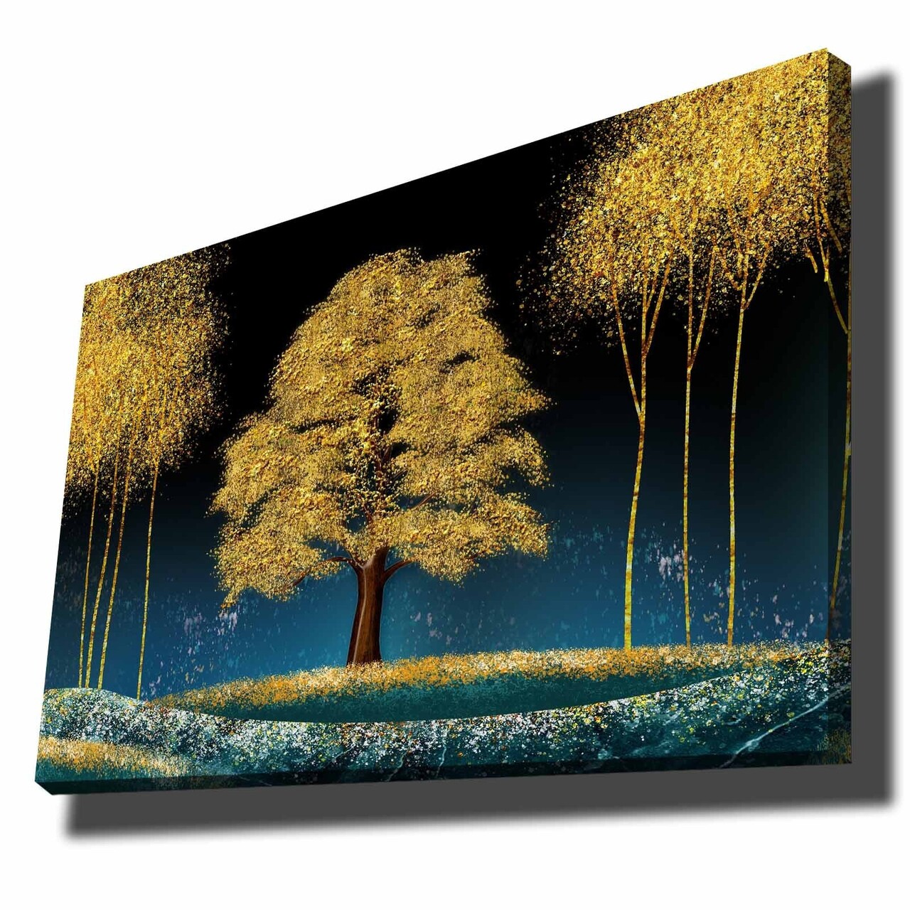 Tablou decorativ, 70100NISC-043, Lemn, Albastru / Bleumarin / Auriu / Maro - view 4