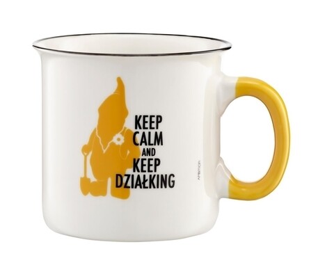 Cana adventure keep calm, ambition, 510 ml, portelan, alb