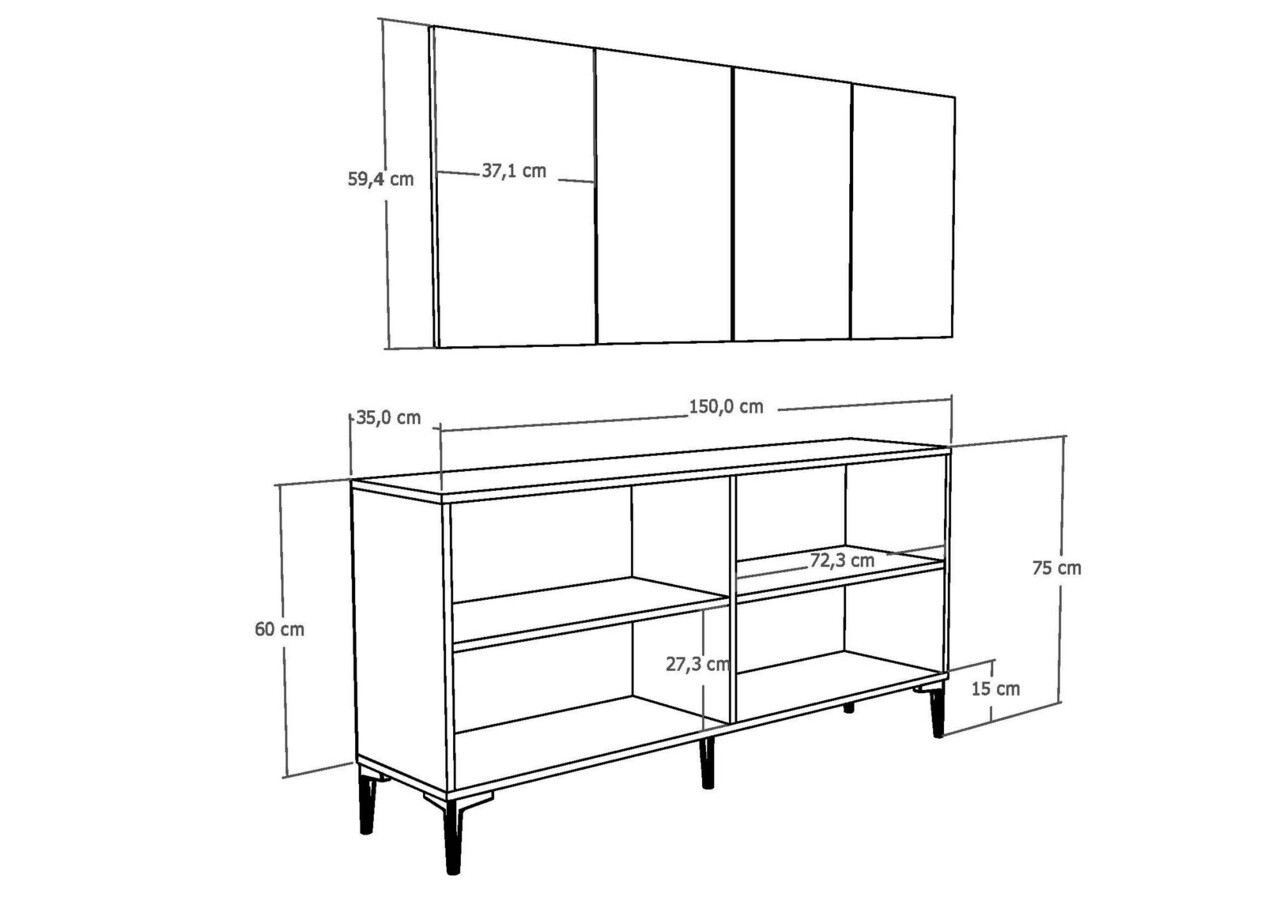 Consola, Hanah Home, Orion, 150x75x35 cm, PAL , Alb/Auriu