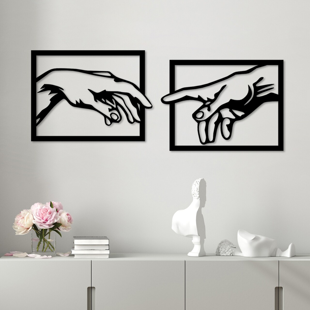 Decoratiune de perete, Hands, Dimensiune: 36 x 49 cm (2 bucăți), Negru - view 2