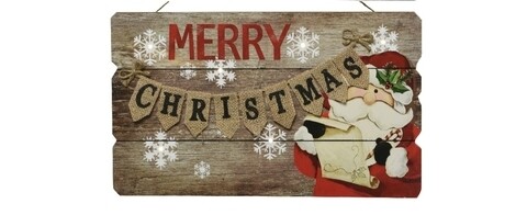 Decoratiune de perete cu 6 Led-uri Merry Christmas, Lumineo, lemn, multicolor