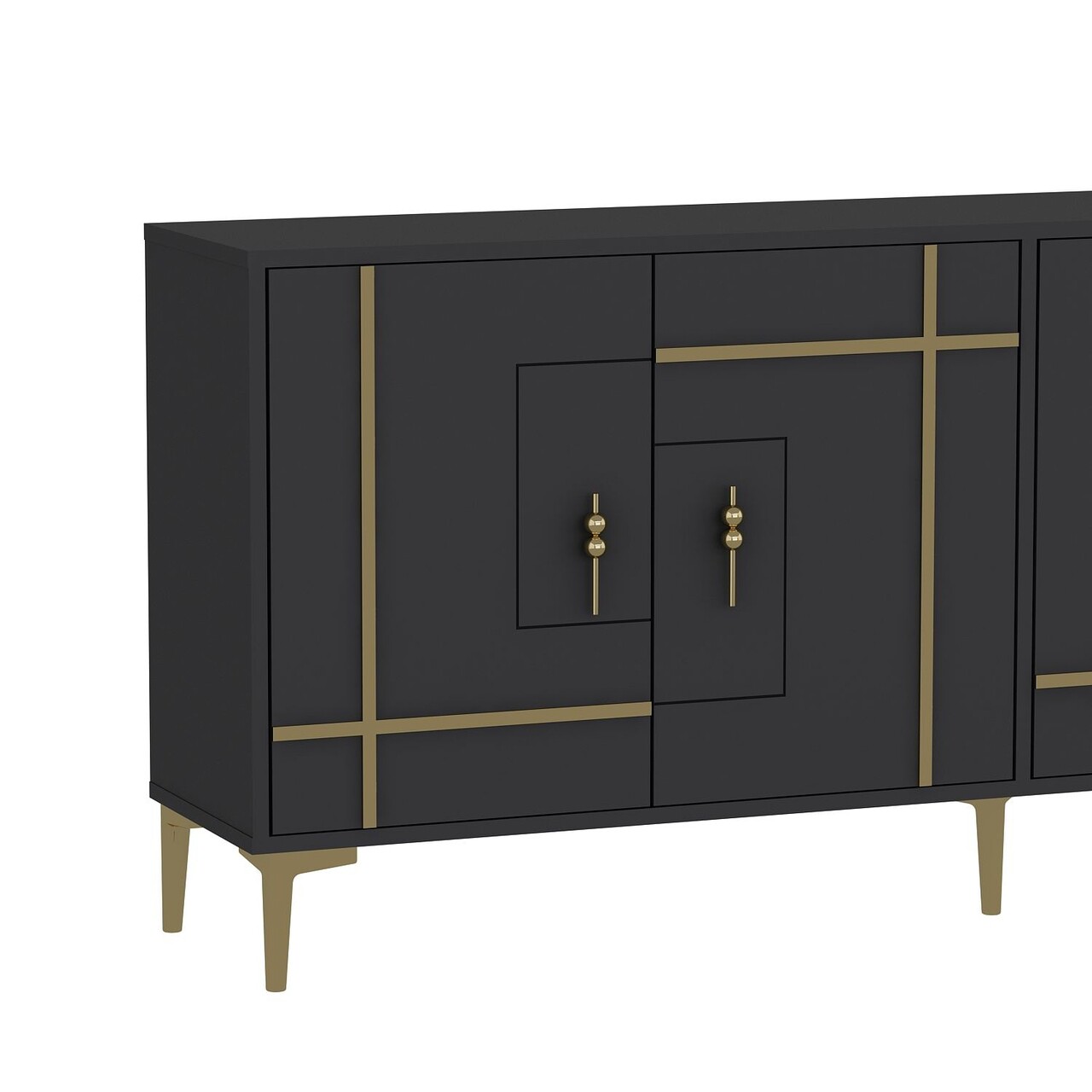 Consola, Hanah Home, Simge, 180x78.6x35 cm, PAL , Antracit / Aur - view 5
