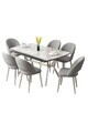 Set masa extensibila si scaune (7 piese), Hanah Home, Weps, Gri/Crom