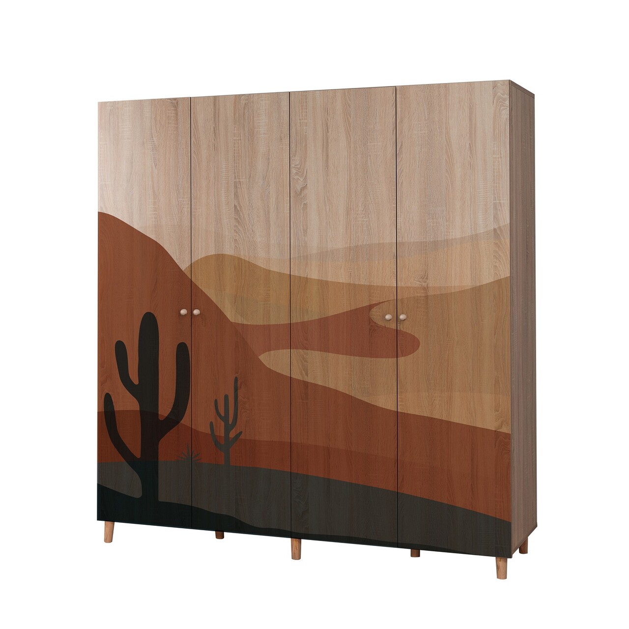 Dulap pentru haine, Vella, Loni 4 -905, 180x192x52 cm, PAL, Sonomo - 2 | YEO