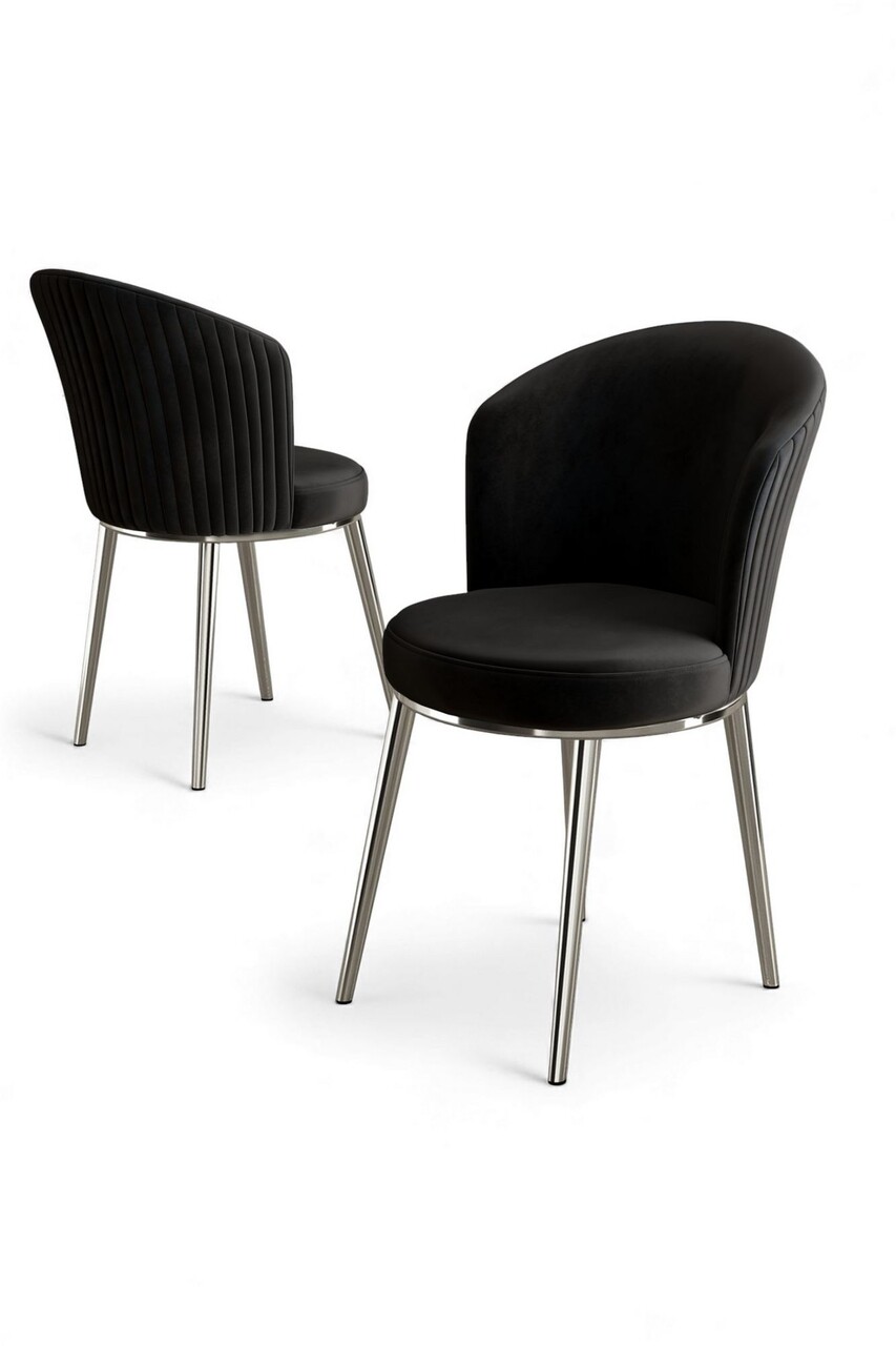 Set scaune 6 piese, Hanah Home, Risa, Negru / Crom - view 2