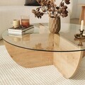Masuta de cafea, Neostill, Lily, 90x30x90 cm, Sticla temperata , Maro