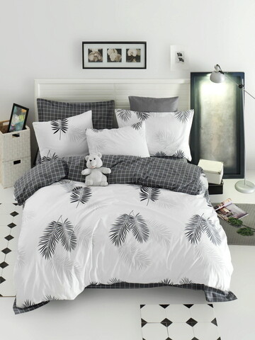 Lenjerie de pat dubla king (bl), pipong - white, grey, mjolnir, bumbac ranforce