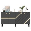 Consola, Olivia, Iris, 150x40x79 cm, PAL , Antracit / Aur
