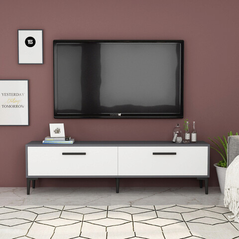 Comoda tv, olivia, inel, 150x45x29.6 cm, pal , antracit/alb