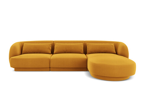 Coltar dreapta 4 locuri, Tulum, Cosmopolitan Design, 255x156x70 cm, catifea, galben