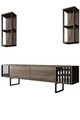 Comoda TV, Bexley, Chrome Line, 180x30x48 cm, PAL, Nuc / Negru