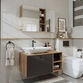 Set Dulap de Baie cu Chiuvetă și Oglindă (2 Piese), Hanah Home, 2474, MDF, Pin Atlantic / Antracit