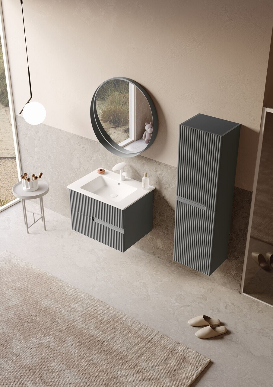 Dulap de baie cu chiuvetă, Hanah Home, Moonlight 70 v2, Gri Mat — imaginea 4