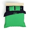 Lenjerie de pat dubla, 100% bumbac satinat, Beverly Hills Polo Club, verde/bleumarin
