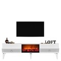 Comoda TV, Olivia, Arona Fireplace, 150x44.6x29.6 cm, PAL , Alb