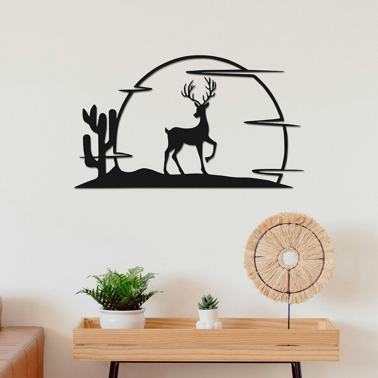 Decoratiune de perete, Ciervo-2, Metal, Grosime: 1,2 mm, Negru — imaginea 3