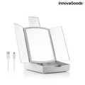 Oglinda LED pliabila 3 in 1 cu organizator de cosmetice, Panomir InnovaGoods, 38.5x33.5x29 cm