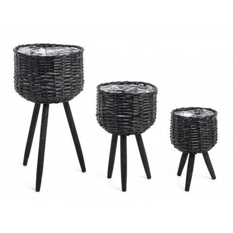 Set 3 ghivece, tripod, bizzotto, Ø30x58 cm, bambus/policoton