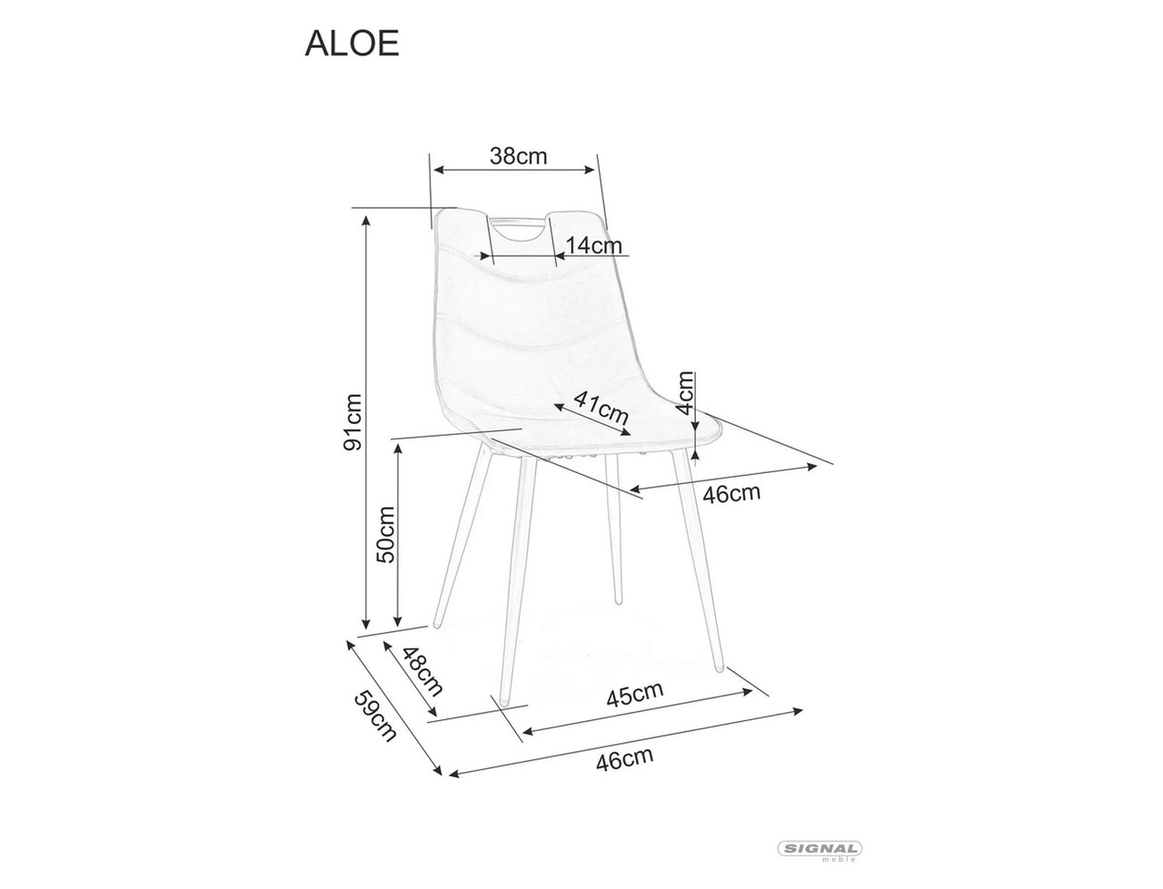 Scaun Aloe, Signal, 46x41x91 cm, microfibra/otel, maro/negru