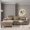Coltar extensibil stanga 4 locuri ELTAP, Foble, 267x196x100 cm, lemn/poliester, maro deschis