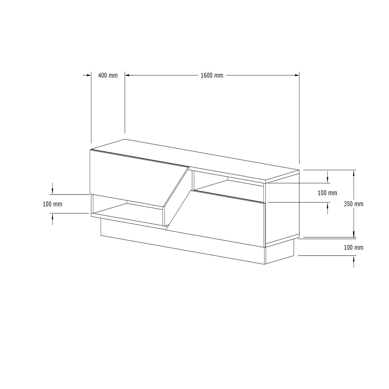 Comoda TV Yaprak, Puqa Design, 160x40x45 cm, argintiu/antracit