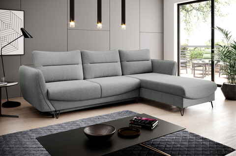 Coltar extensibil dreapta 3 locuri ELTAP, RT-04VER, Silva, 276x201x100 cm, lemn/poliester, gri deschis