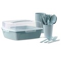 Set complet pentru picnic pentru 6 persoane, 32 piese, Domotti, plastic, verde/transparent