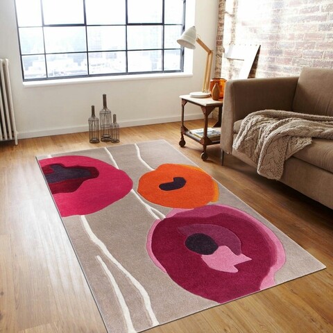 Poza Covor Poppies Bedora, 160x230 cm, 100% lana, rosu, finisat manual