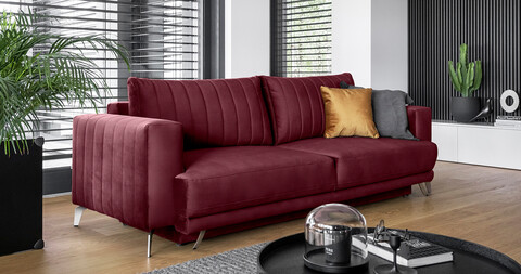 Canapea extensibila 4 locuri ELTAP, SO-ELI-25LO, Elise, 250x95x90 cm, lemn/poliester, rosu