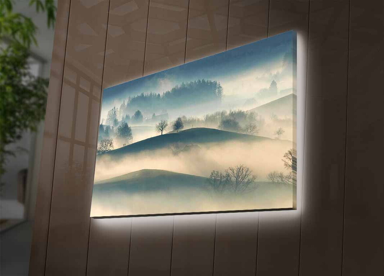 Tablou decorativ cu lumina LED, 4570DHDACT-124, PÂNZĂ DIN PIELE ÎNTOARSĂ, Dimensiune: 45 x 70 cm, Multicolor — imaginea 3