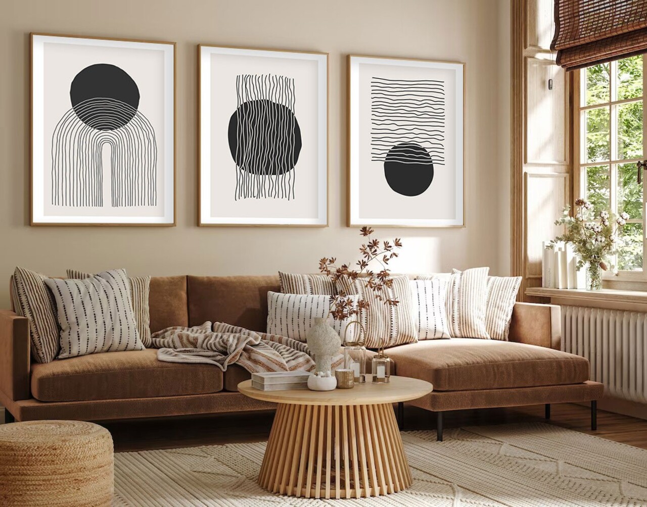 Set 3 tablouri decorative Huhu213 Cadru: 100% LEMN MASIV (Grosime: 25 cm) Multicolor