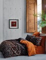 Lenjerie de pat dubla, 4 piese, 200x220 cm, 100% bumbac ranforce, Cotton Box, Colin, maro scortisoara